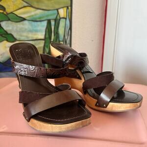 arturo chiang roxanne leather platform wedge heels sandals